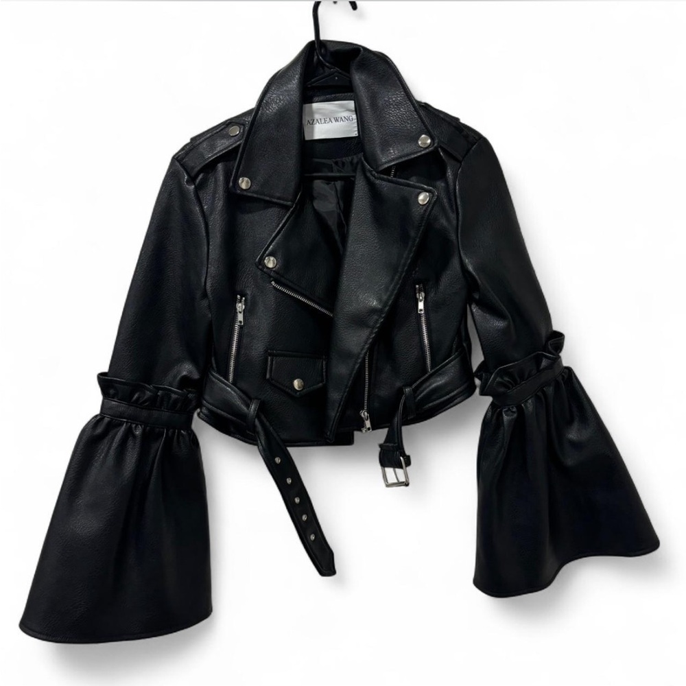Azalea Wang Biker Jacket with Flared Sleeves